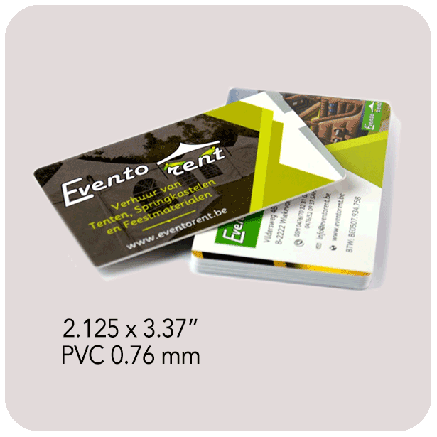 2.125 X 3.37” PREMIUM PVC BUSINESS CARDS 0.76MM